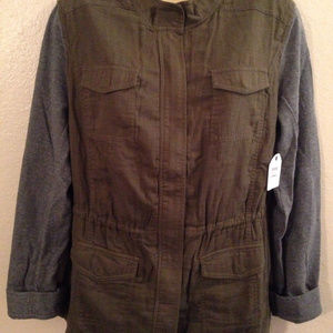 SOLD CASLON Olive Green Gray Cinched Waist Jacket